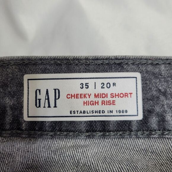 GAP washed grey cheeky‎ high rise cutoff denim midi shorts 35/20 - Picture 4 of 11